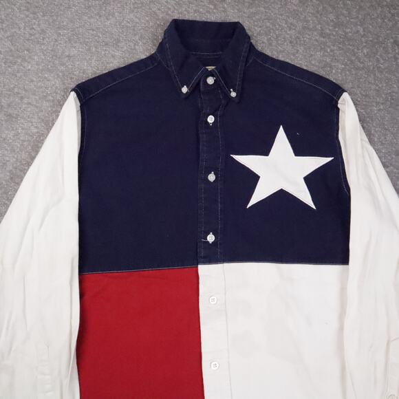 VTG Wrangler Texas Lone Star Flag Medium Multicolor Long Sleeve Collared Shirt - Picture 5 of 11